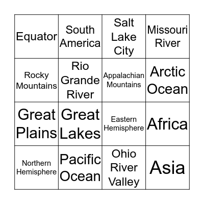 Geography Bingo Card