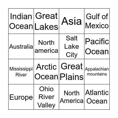 Geography Bingo Card