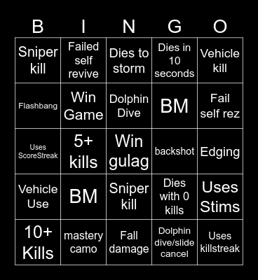 Warzone 2.0 bingo (Credits to: Big Puffer) Bingo Card