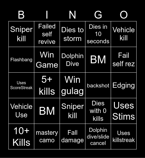 Warzone 2.0 bingo (Credits to: Big Puffer) Bingo Card