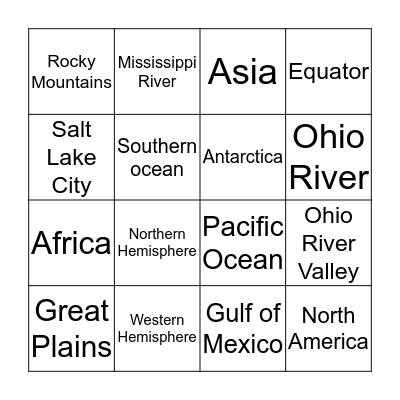 Geography Bingo Card