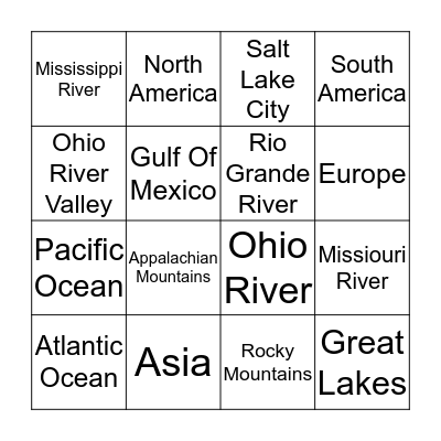 Geography Bingo Card