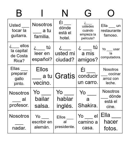 Saber y conocer Bingo Card