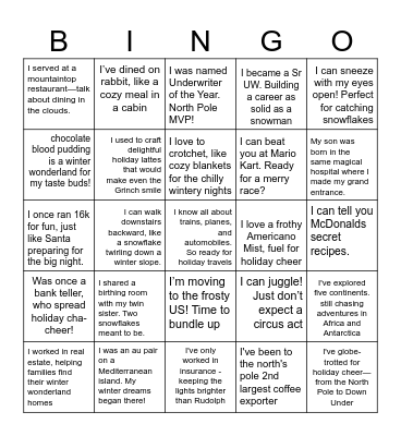 Bingo & Mingle: Christmas Party Edition Bingo Card