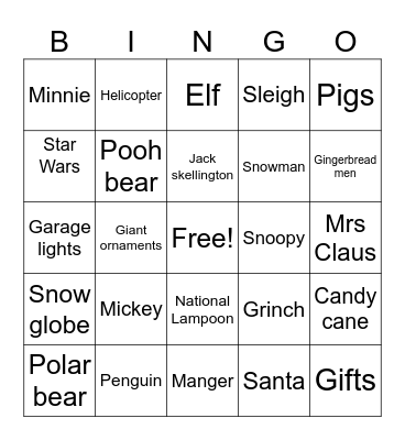 Christmas lights Bingo Card