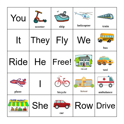 Transportation Bingo Card