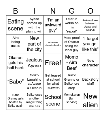 DANDADAN EP 10 Bingo Card