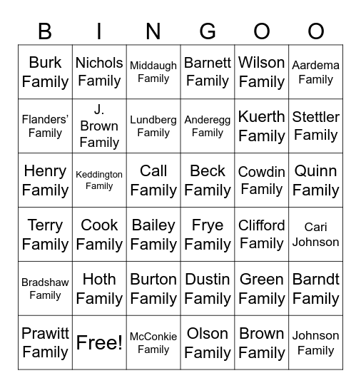 Layton Parke Ward Bingo Card