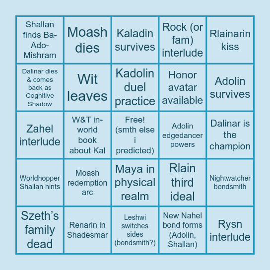 Wind & Truth Bingo Card