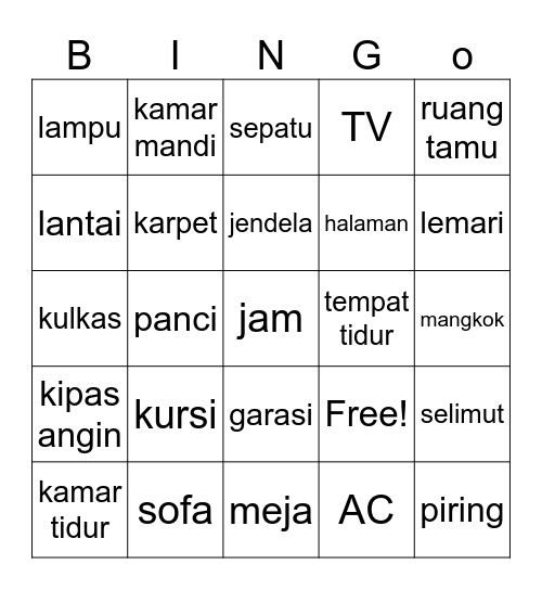 rumah Bingo Card