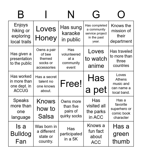 Bee Kind Bingo Card