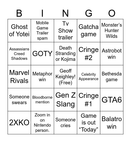 GA2024 Bingo Card