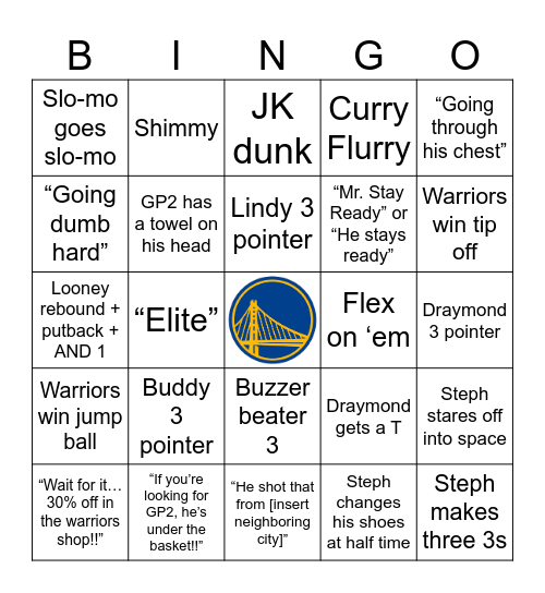 Warriors Bingo! Bingo Card