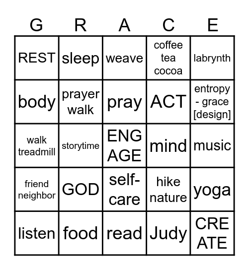 TO DO - BALANCE Bingo Card