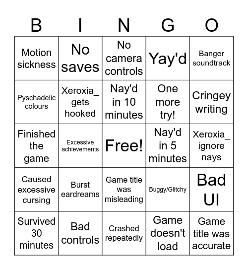 Xeroxia_'s ugly sweaters 2024 Bingo Card