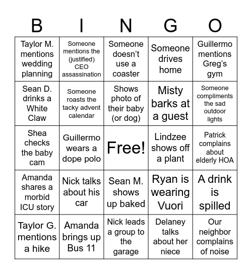 Biona House Warming! Bingo Card