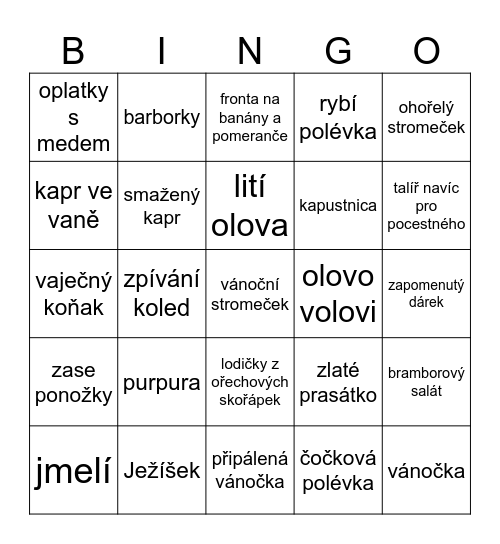 Vánoční bingo Card