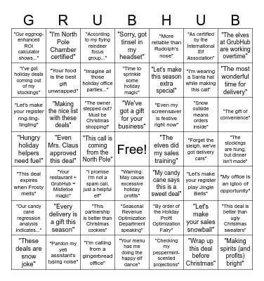 Christmas Sales Bingo Card