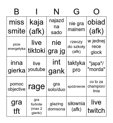 TESTTESTTEST12 Bingo Card