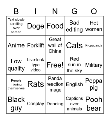 China Bingo Card
