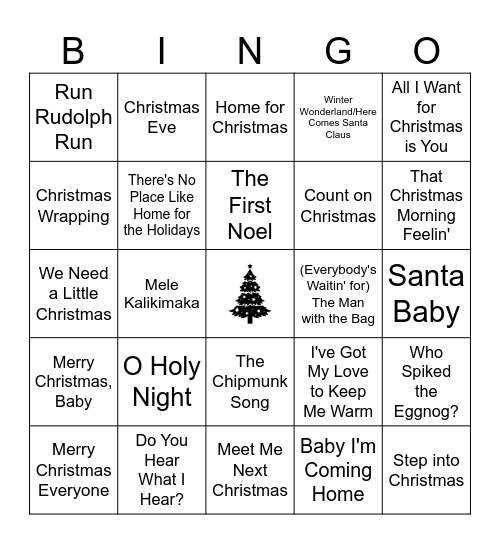 Holiday Vol 2 Bingo Card
