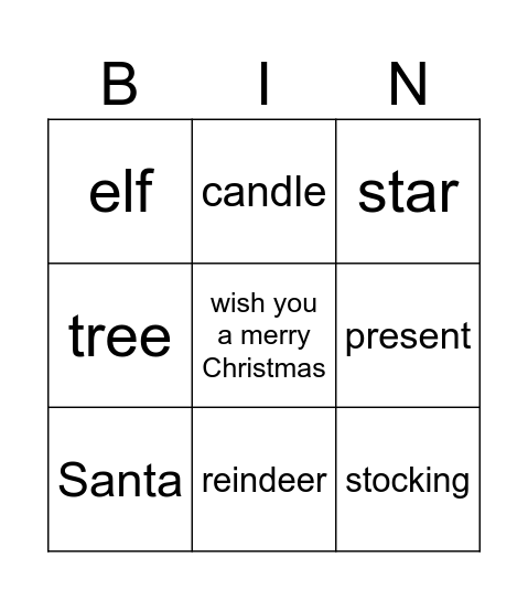 Christmas Bingo Card