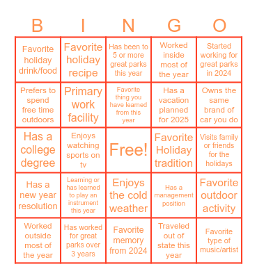 Teamsgiving Bingo Card