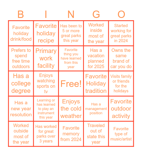 Teamsgiving Bingo Card