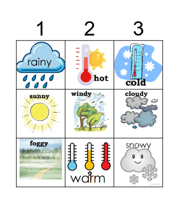 What's the weather like? Bingo Card