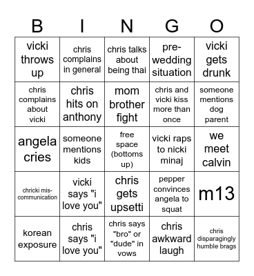 wedding bingo Card