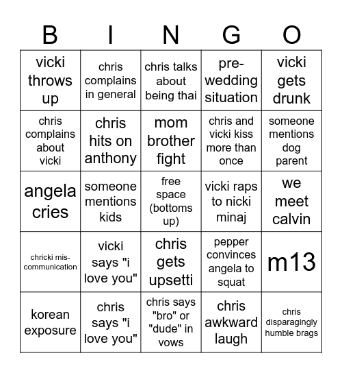 wedding bingo Card