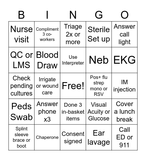 UC Shift Bingo Card