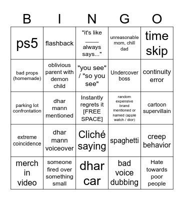 Dhar Mann Bingo v4 Bingo Card