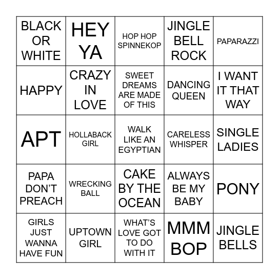 MIXED TAPE Bingo Card