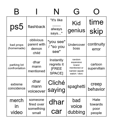 Dhar Mann Bingo v4 Bingo Card