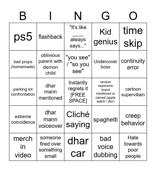 Dhar Mann Bingo v4 Bingo Card