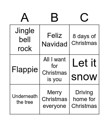 Kerst Bingo Card