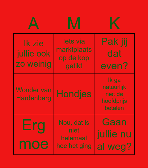 Kerstige Kerstbingo Card