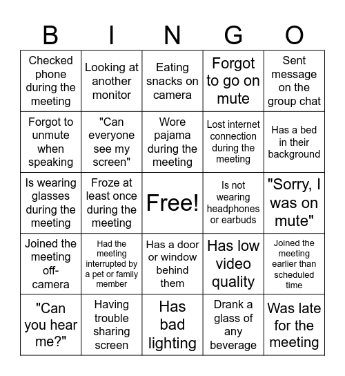 Online Bingo...Go, Go, Go! Bingo Card