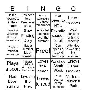 Find Someone in Our Class Who... Bingo Card