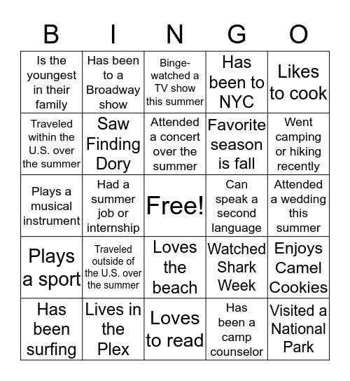 Find Someone in Our Class Who... Bingo Card