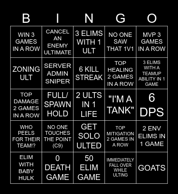 Marvel Rivals Bingo! Bingo Card