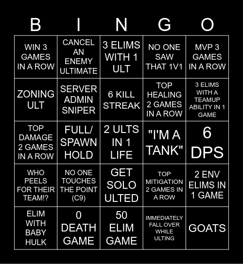 Marvel Rivals Bingo! Bingo Card