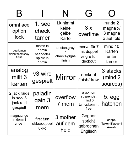 EM Bingo Card