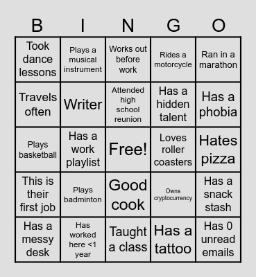HUMAN BINGO Card