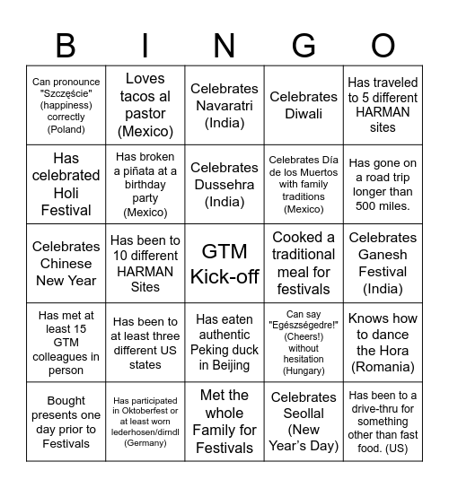 GTM Kick-off Speed Bingo Card