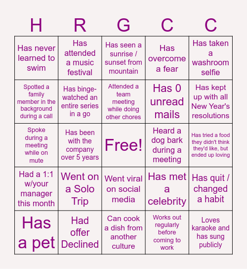 HR Bingo Card