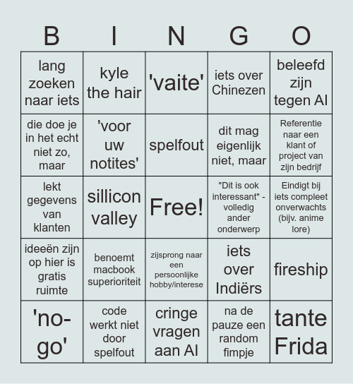 Massimo Bingo Card