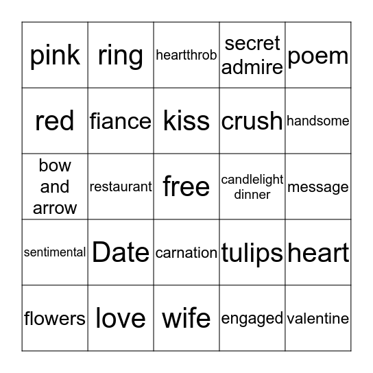 Valentine's  Day Bingo Card