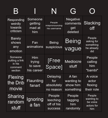 Ikthefantastik Bingo Card